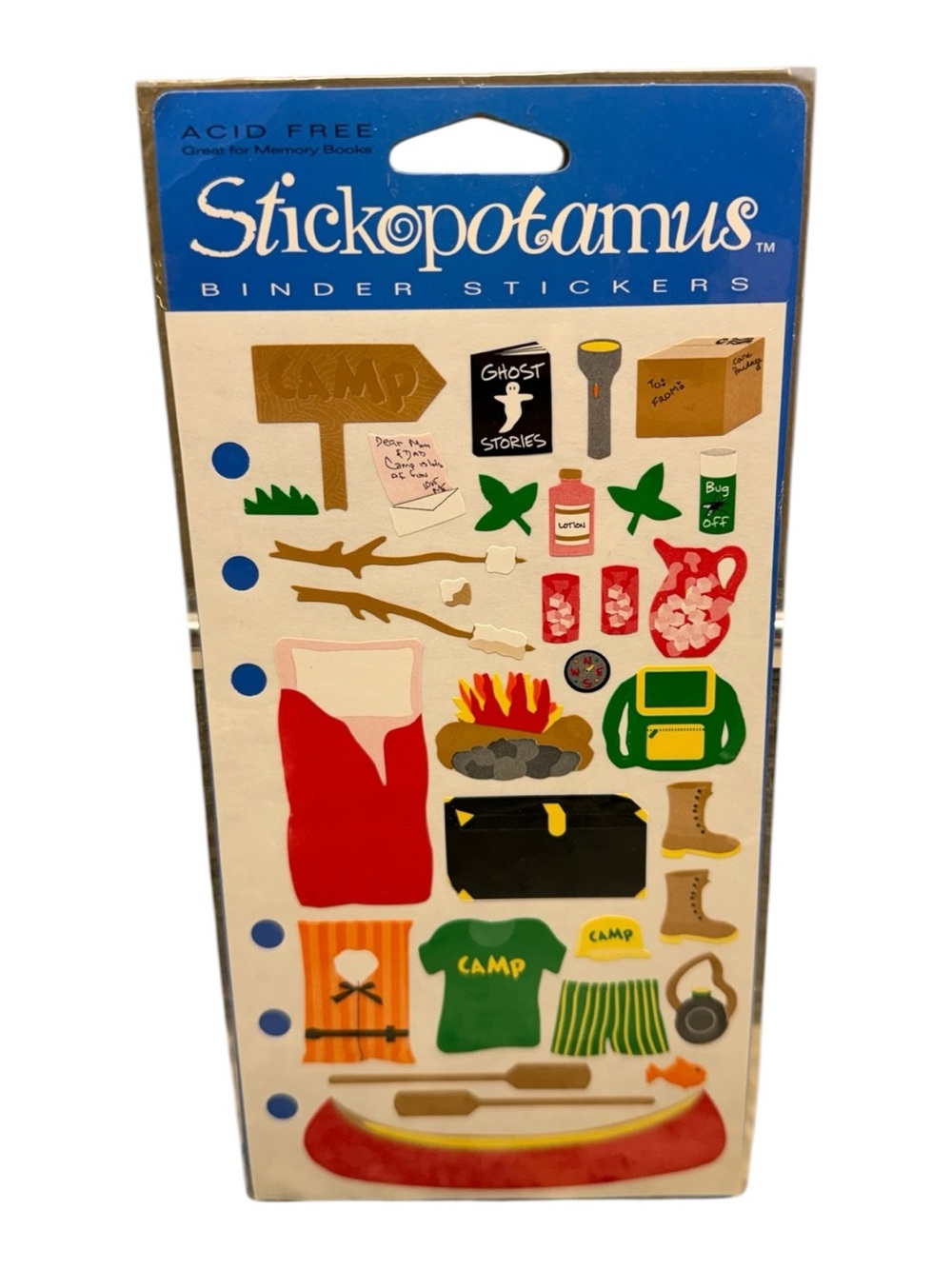 VINTAGE STICKOPOTAMUS CAMPING SCRAPBOOK JOURNALING BINDER STICKERS PR-21